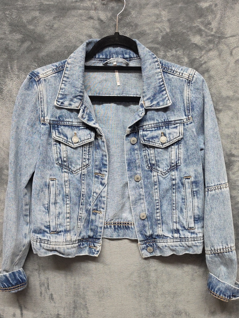 Free People Light Blue Distressed Denim Jacket